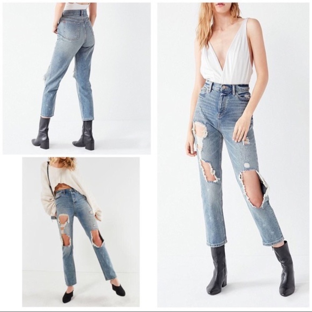 BDG straight and narrow high rise distressed jeans